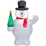 Load image into Gallery viewer, Gemmy Airblown Frosty the Snowman with Tree and Snowflake Scarf Christmas Inflatable, 3.5-Ft, LED Yard Decor
