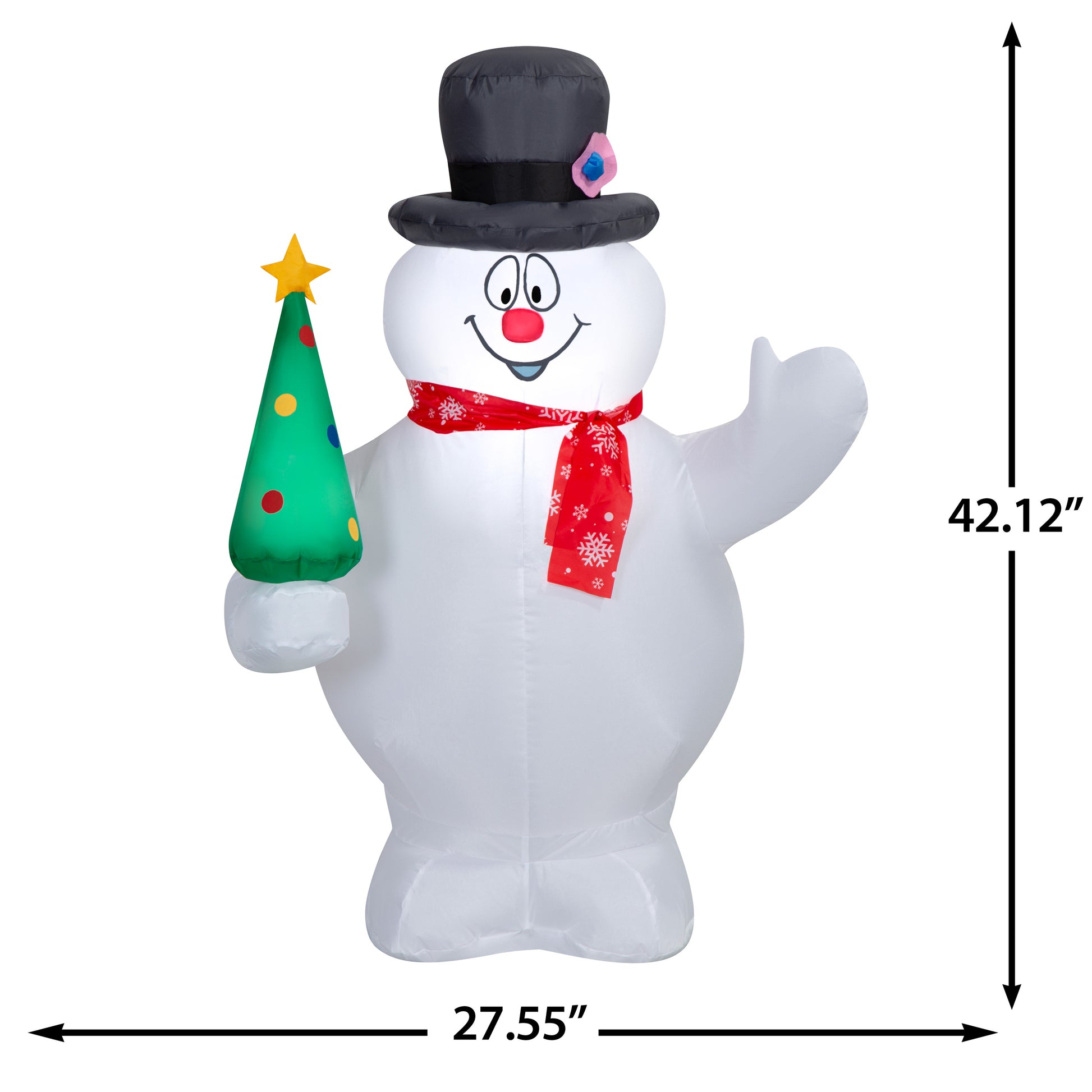 3.5-Ft Frosty the Snowman with Tree and Snowflake Scarf Christmas Inflatable dimensions