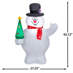 Load image into Gallery viewer, Gemmy Airblown Frosty the Snowman with Tree and Snowflake Scarf Christmas Inflatable, 3.5-Ft, LED Yard Decor
