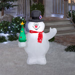 Load image into Gallery viewer, Gemmy Airblown Frosty the Snowman with Tree and Snowflake Scarf Christmas Inflatable, 3.5-Ft, LED Yard Decor

