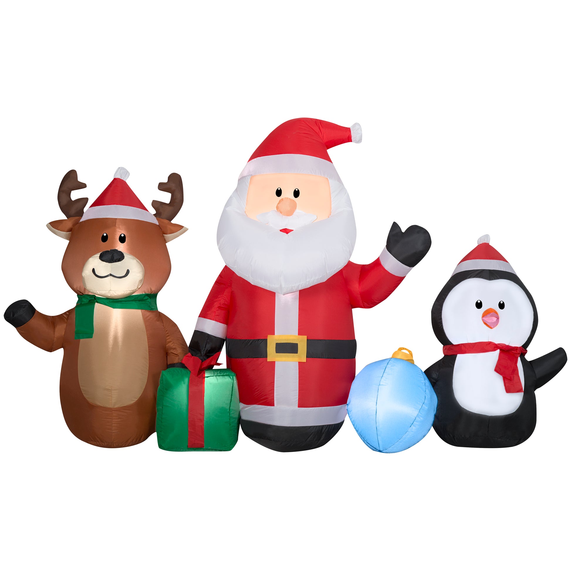 4.5-Ft Santa, Reindeer and Penguin Trio Christmas Inflatable