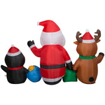 Load image into Gallery viewer, Gemmy Christmas Inflatable Santa, Reindeer and Penguin Trio, 4.5 ft Tall, Multi

