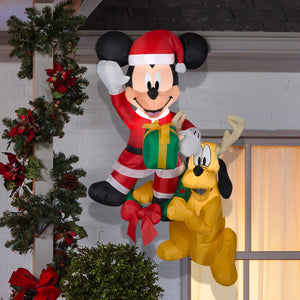Gemmy Christmas Airblown Inflatable Hanging Mickey and Pluto Disney, 5 ft Tall, Multicolored