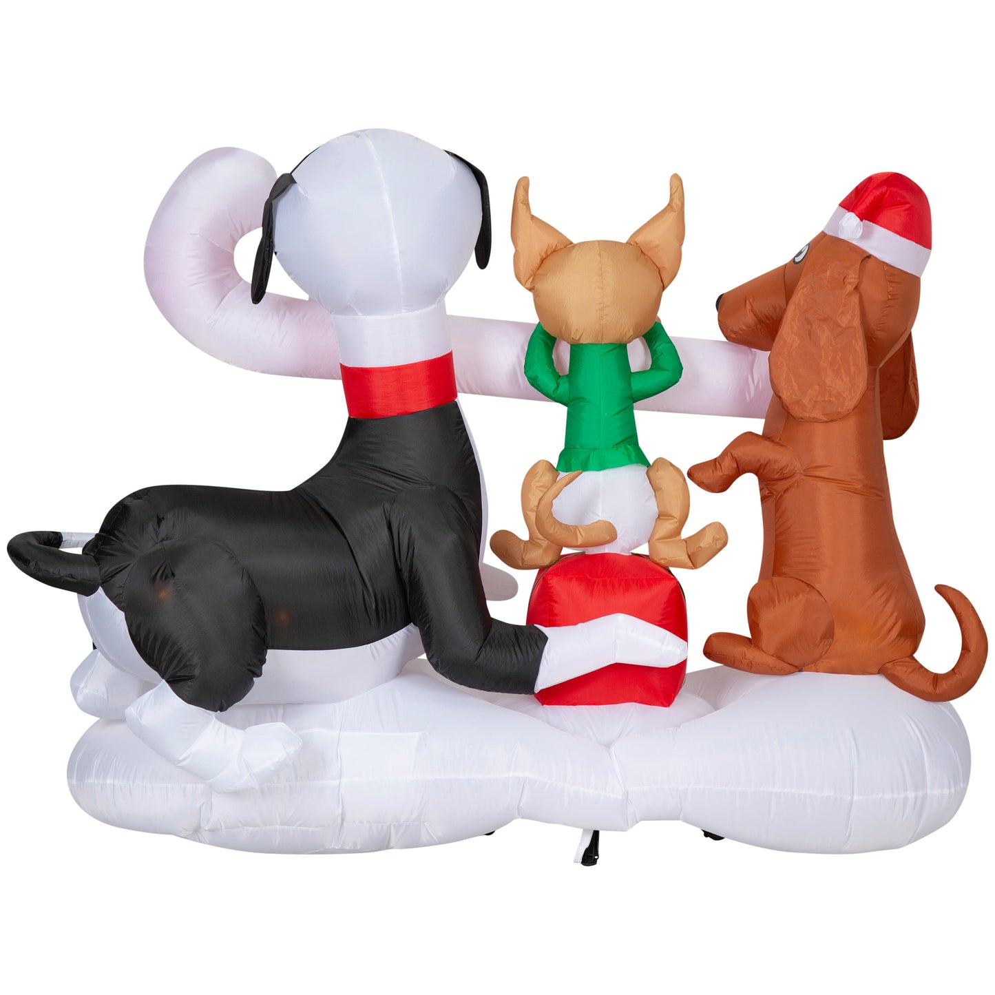Christmas Inflatable Dogs Sharing a Candy Cane Scene, 4.5 ft Tall image 3