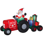 Load image into Gallery viewer, 8.5&#39; Wide Airblown Santa on Tractor w/Presents Scene Christmas Inflatable
