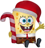 Load image into Gallery viewer, Gemmy Christmas Airblown Inflatable SpongeBob w/Candy Cane Nickelodeon, 3 ft Tall, yellow
