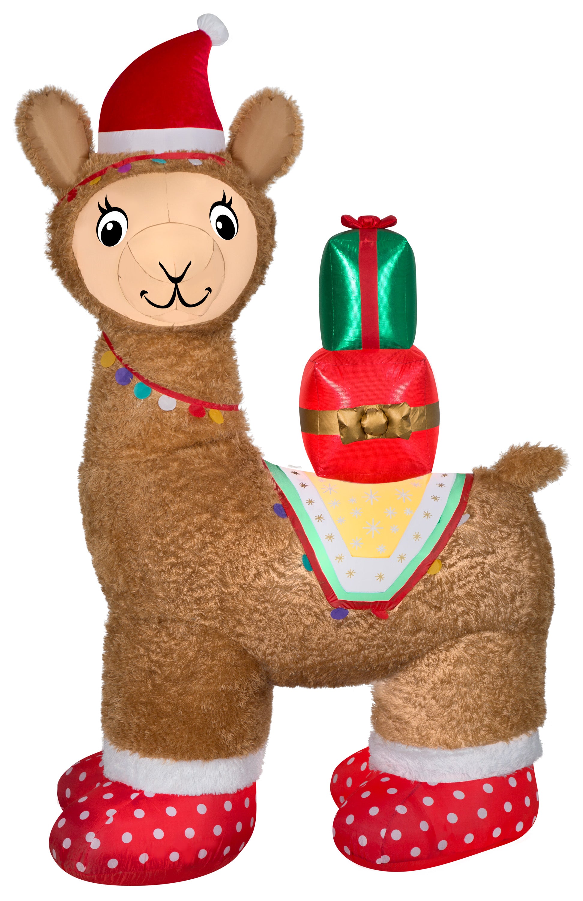 Gemmy Christmas Airblown Inflatable Mixed Media Luxe Alpaca, 7 ft Tall, Multi