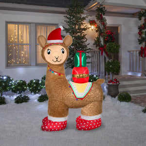 Gemmy Christmas Airblown Inflatable Mixed Media Luxe Alpaca, 7 ft Tall, Multi