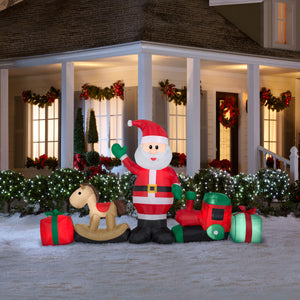 Gemmy Christmas Airblown Inflatable Santa and Toys Collection Scene, 4 ft Tall, Red