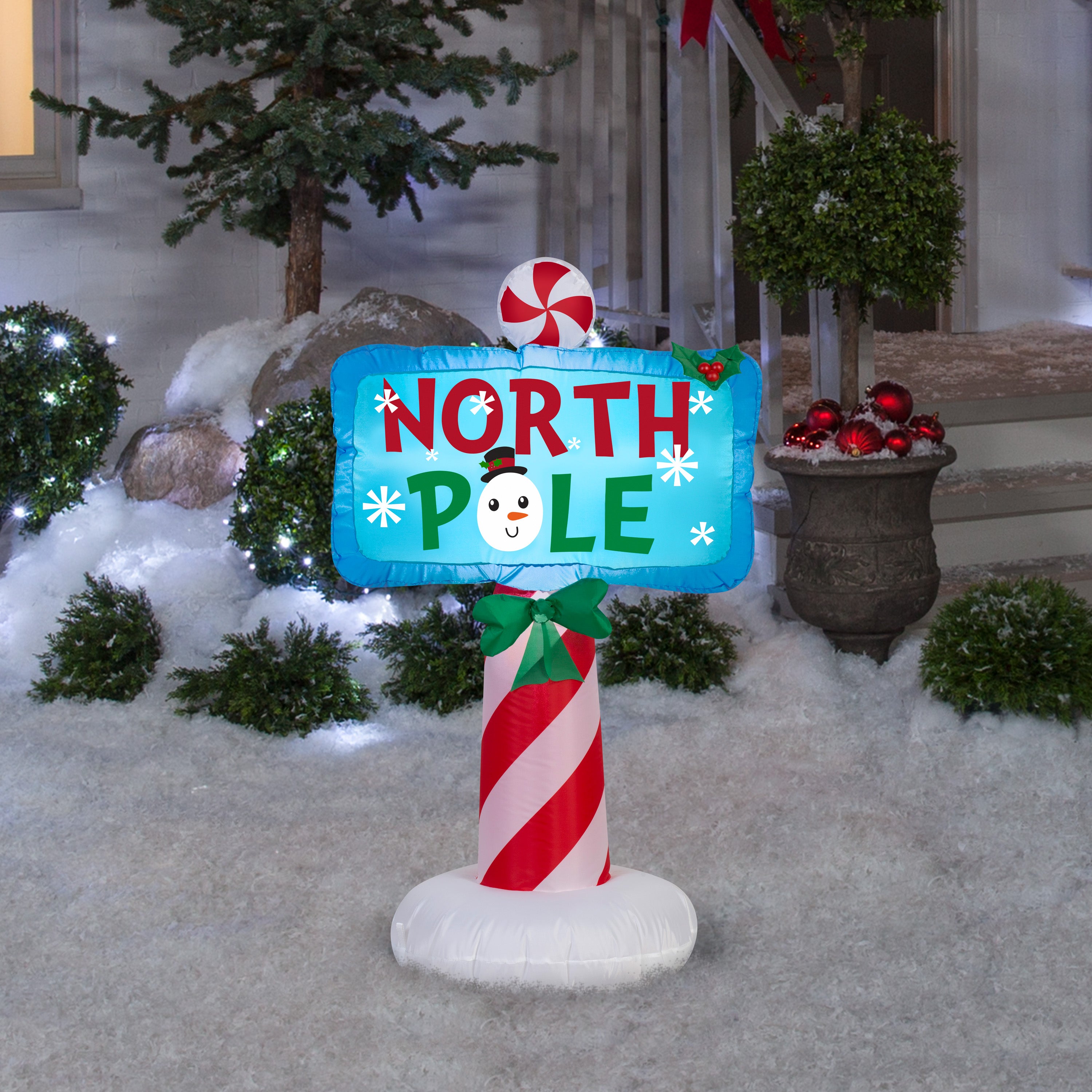 Gemmy Christmas Airblown Inflatable Outdoor North Pole Sign, 3.5 ft Tall