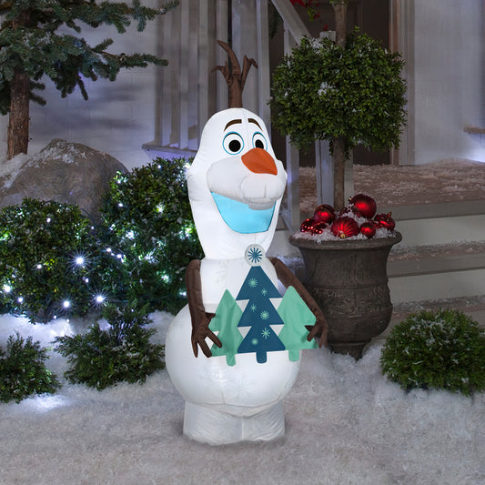 4ft Inflatable Olaf Holding Christmas Tree Disney lifestyle