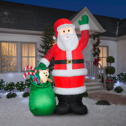 Christmas Inflatable Luxe Santa with Toy Bag, 9 ft Tall lifestyle