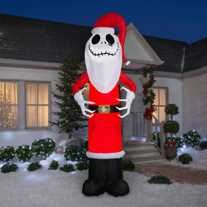 Gemmy Giant Christmas Inflatable Jack Skellington in Santa Outfit, 10 ft Tall, Multi