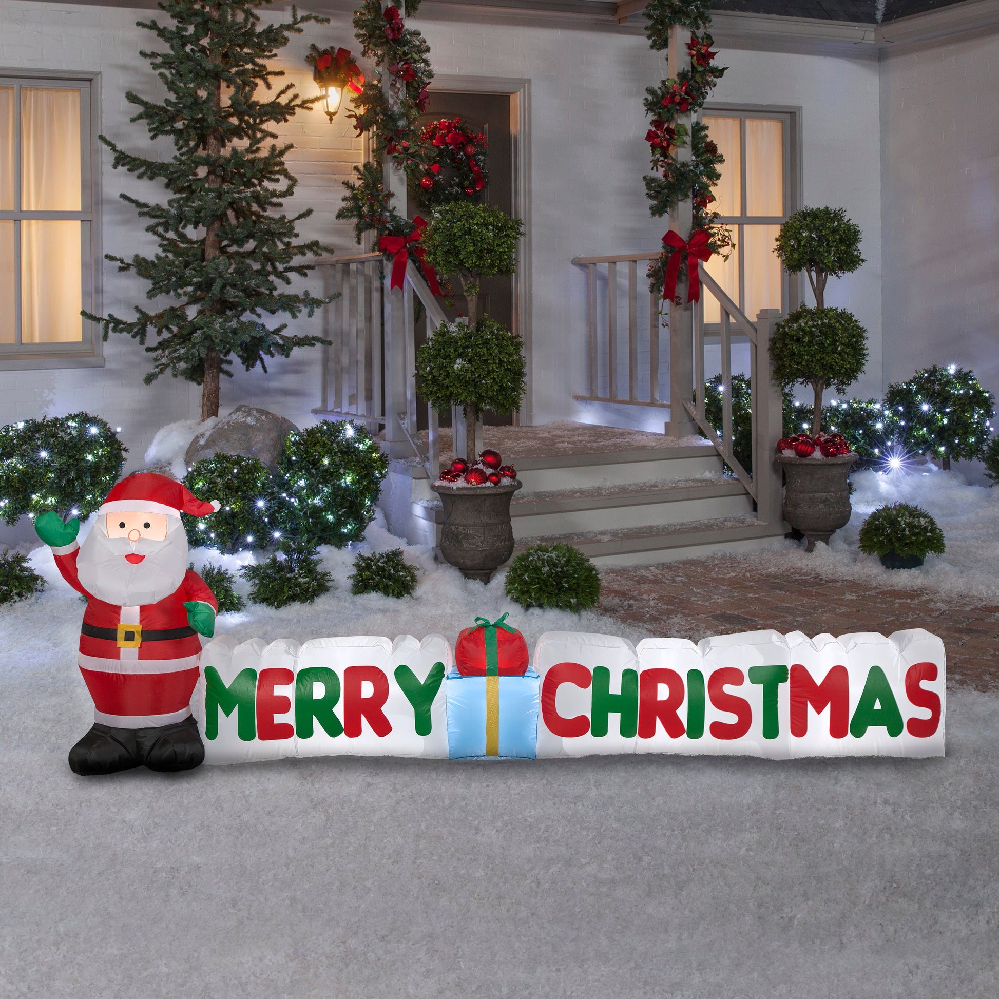 Christmas Inflatable "Merry Christmas" Sign with Santa, 3 ft Tall lifestyle