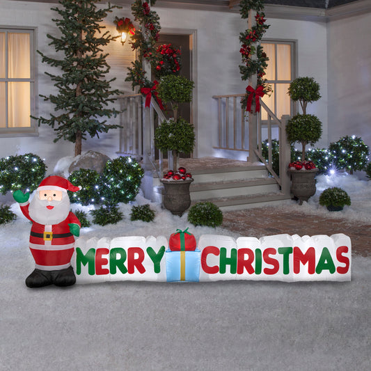 Christmas Inflatable "Merry Christmas" Sign with Santa, 3 ft Tall lifestyle