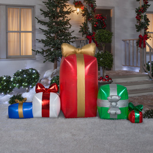 7.5' Inflatable Mixed Media Gift Box Scene lifestyle