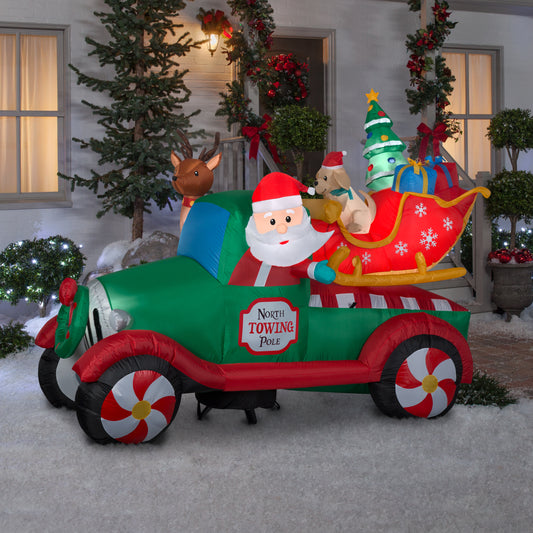 8' Inflatable Santa's Vintage Tow Truck lifestyle