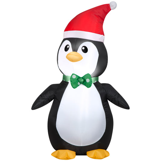 Christmas Inflatable Penguin in Santa Hat, 3.5 ft Tall