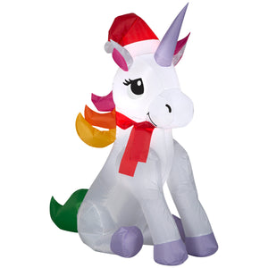 Gemmy Christmas Inflatable Rainbow Unicorn, 3.5 ft Tall, Multi