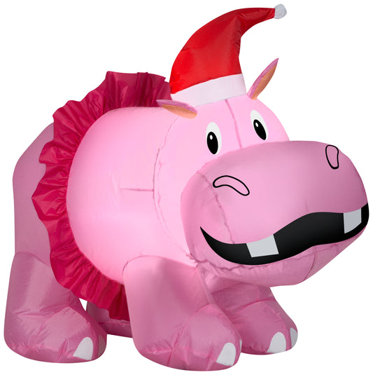 Christmas Inflatable Hippo w/Pink Tutu, 2.5 ft Tall, Pink
