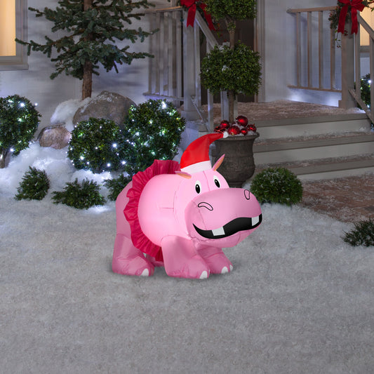 Christmas Inflatable Hippo w/Pink Tutu, 2.5 ft Tall, Pink lifestyle