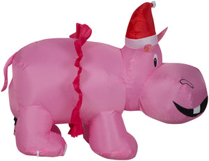 Gemmy Christmas Airblown Inflatable Hippo w/Pink Tutu, 2.5 ft Tall, Pink