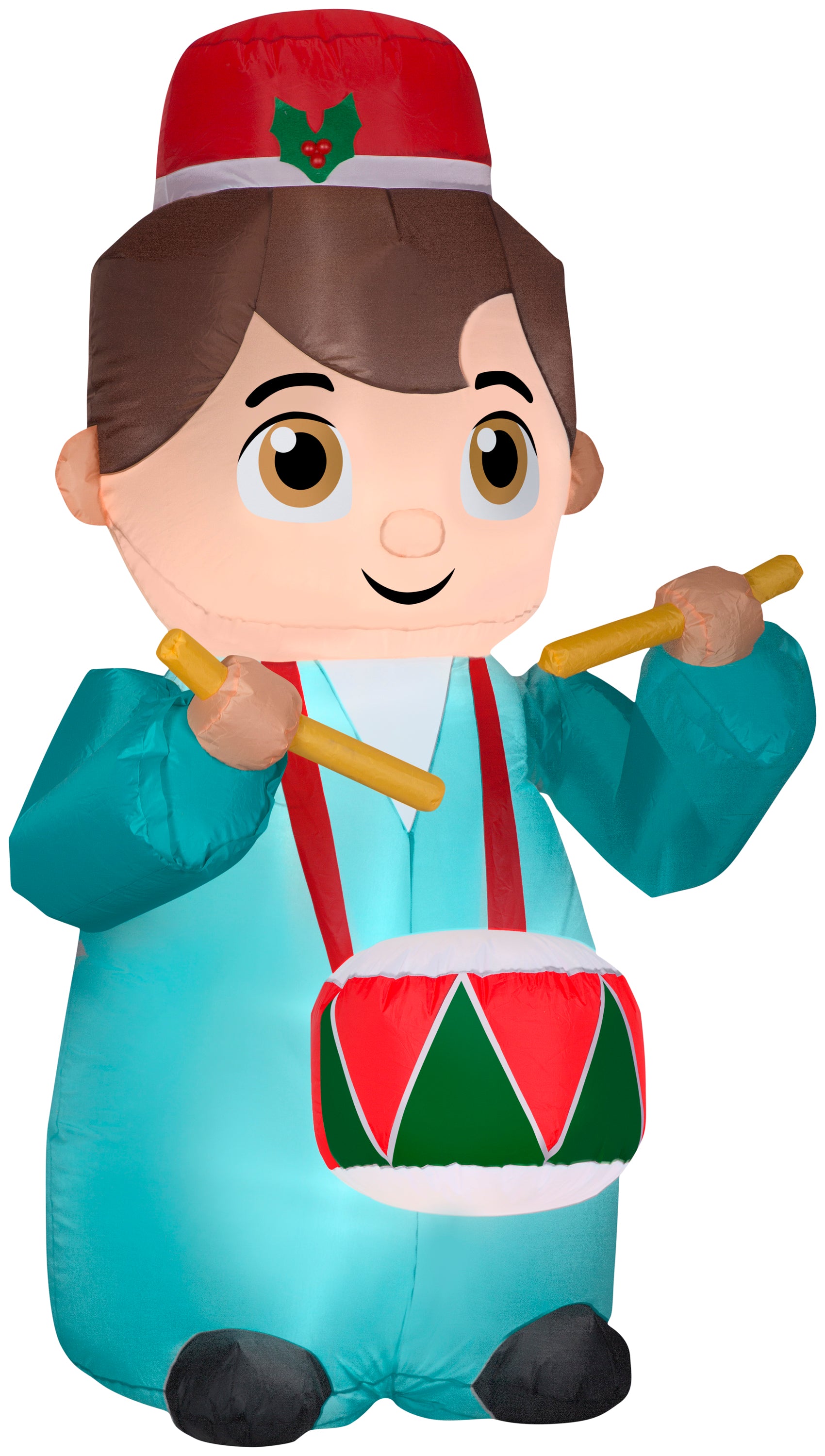 Gemmy Animated Christmas Airblown Inflatable Drummer, 6 ft Tall, Green