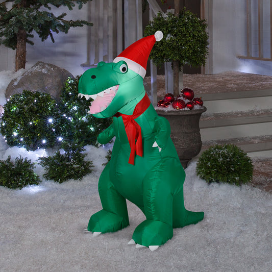 Christmas Inflatable T Rex, 3.5 ft Tall, green lifestyle