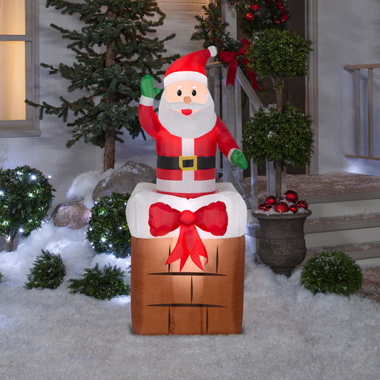 Animated Christmas Inflatable Santa in Chimney, 5 ft Tall lifestyle