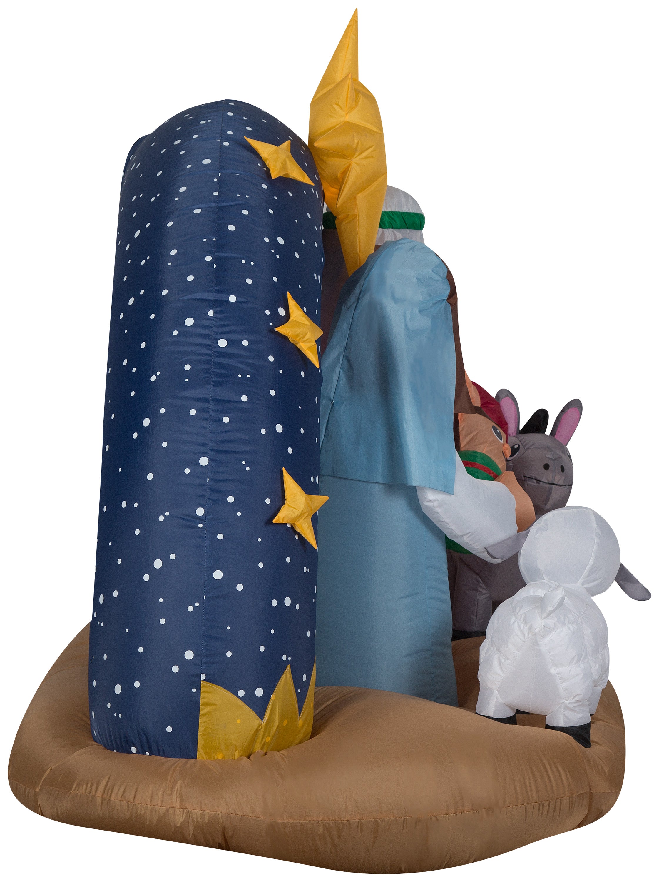 Gemmy Christmas Airblown Inflatable Inflatable Snowy Night Nativity Scene, 5 ft Tall, brown