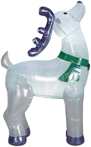 Gemmy Christmas Airblown Inflatable Mixed Media Silver Iridescent Reindeer Buck, 6 ft Tall, Green