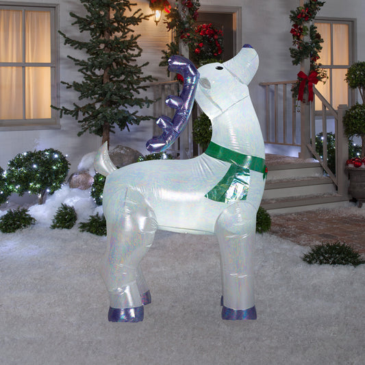 6-Ft Mixed Media Silver Iridescent Reindeer Buck Christmas Inflatable lifestyle