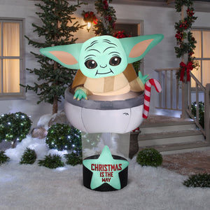 Gemmy Christmas Airblown Inflatable The Child in Pod Scene Star Wars, 6 ft Tall, grey