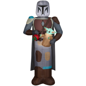 Gemmy Christmas Inflatable Mandalorian™ with Grogu™, 6.5 ft Tall, Multi