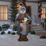 Load image into Gallery viewer, Gemmy Christmas Inflatable Mandalorian™ with Grogu™, 6.5 ft Tall, Multi
