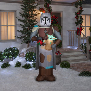 Gemmy Christmas Inflatable Mandalorian™ with Grogu™, 6.5 ft Tall, Multi