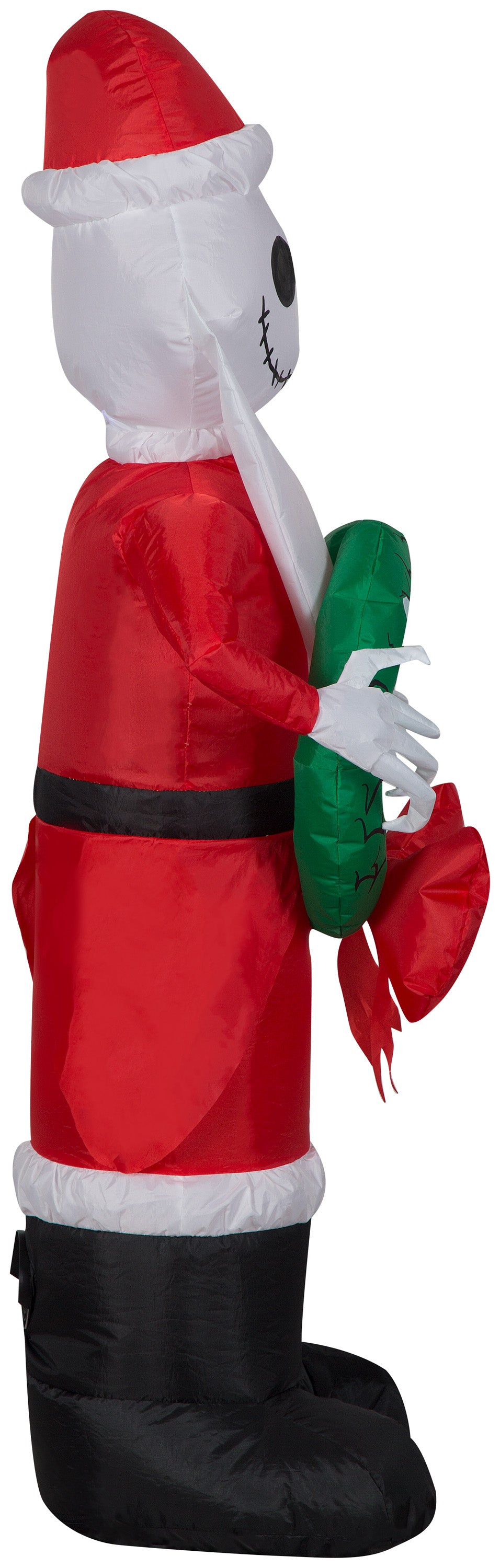 Gemmy Christmas Airblown Inflatable Inflatable Jack Skellington in Santa Suit with Wreath, 4 ft Tall