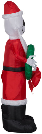 Load image into Gallery viewer, Gemmy Christmas Airblown Inflatable Inflatable Jack Skellington in Santa Suit with Wreath, 4 ft Tall
