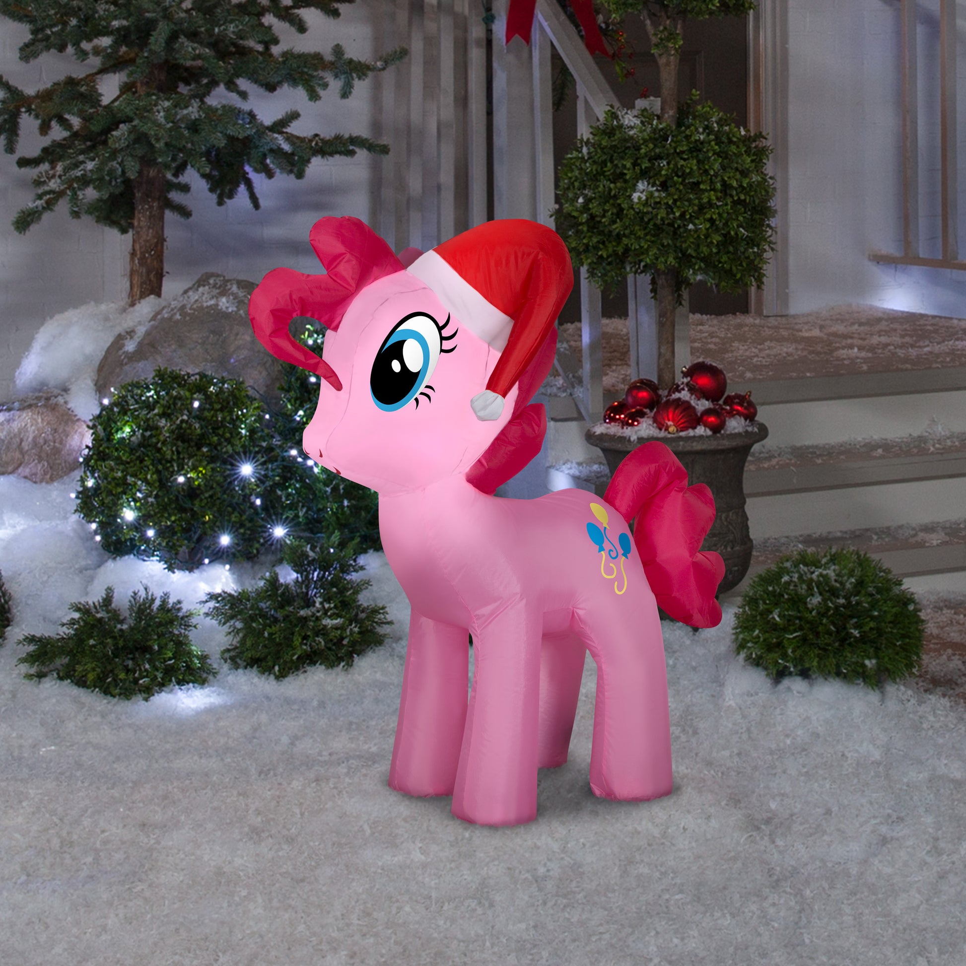 Christmas Inflatable Pinkie Pie w/Santa Hat Hasbro, 3 ft Tall, pink lifestyle