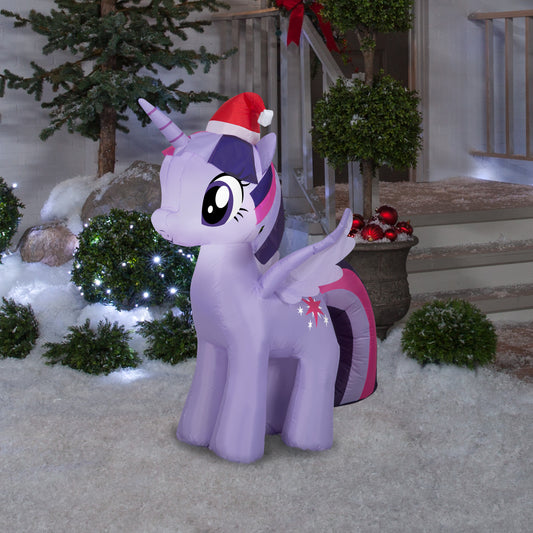 Christmas Inflatable Inflatable Twilight Sparkle with Santa Hat, 3.5 ft Tall, purple lifestyle