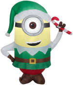 Load image into Gallery viewer, Gemmy Christmas Airblown Inflatable Stuart as Elf w/Candy Cane Universal, 3.5 ft Tall, white
