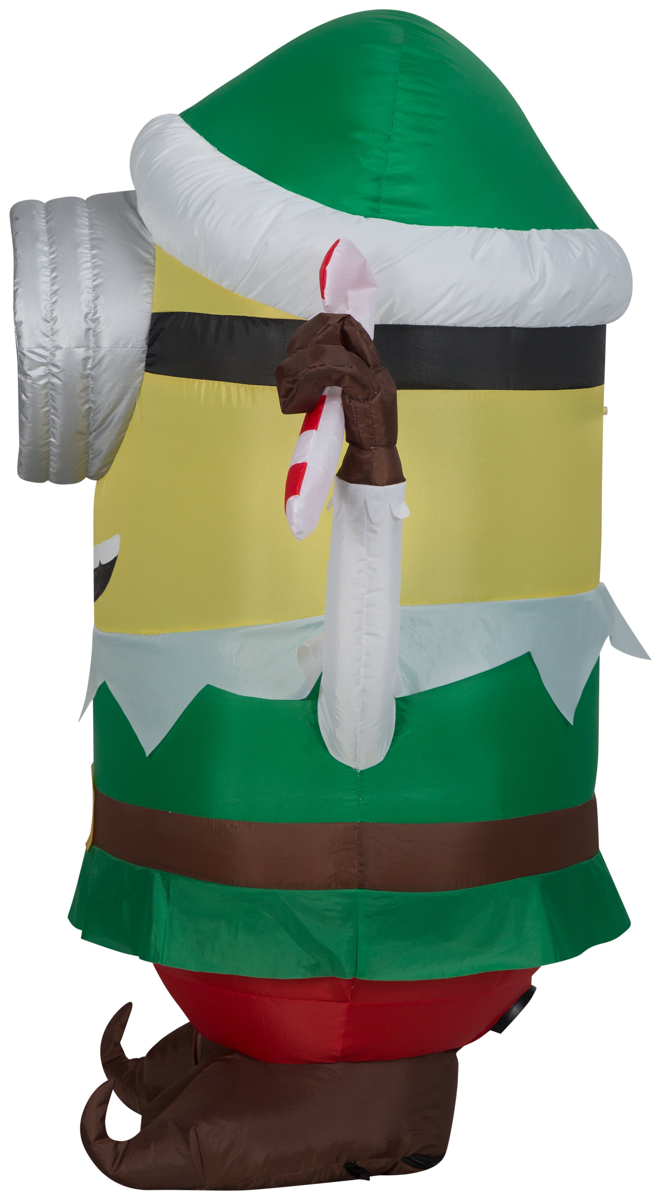 Gemmy Christmas Airblown Inflatable Stuart as Elf w/Candy Cane Universal, 3.5 ft Tall, white