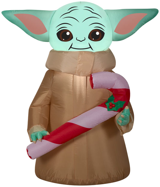 3.5-Ft Star Wars Grogu with Candy Cane Christmas Inflatable