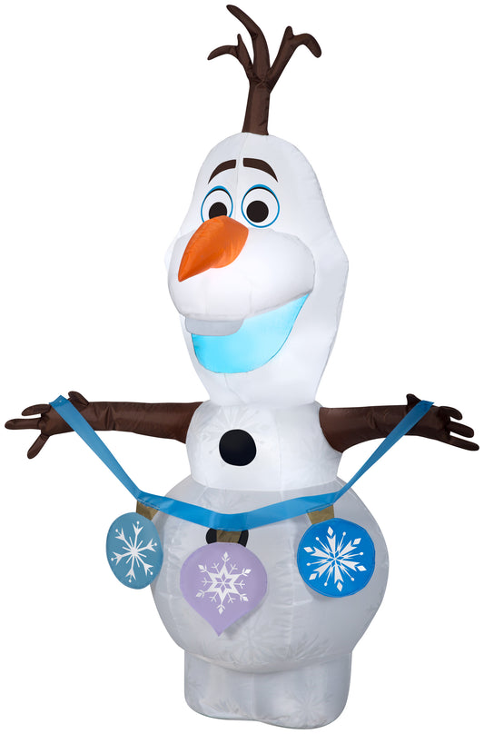 Christmas Inflatable Frozen 2 Olaf Holding String of Ornaments Disney, 4 ft Tall