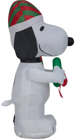 Load image into Gallery viewer, Gemmy Christmas Airblown Inflatable Inflatable Snoopy with Wreath, 3.5 ft Tall, white
