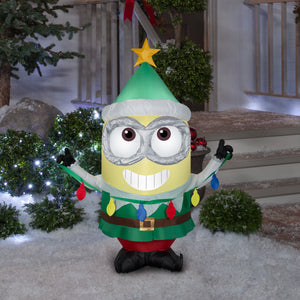 Gemmy Christmas Airblown Inflatable Inflatable Minion Dave with Light String, 3.5 ft Tall, yellow