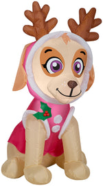 Load image into Gallery viewer, Gemmy Christmas Airblown Inflatable Skye in Pink Snow Outfit w/Antlers Nick, 3.5 ft Tall, pink
