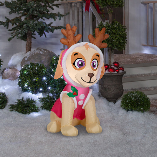 Christmas Inflatable Skye in Pink Snow Outfit w/Antlers Nick, 3.5 ft Tall, pink lifestyle