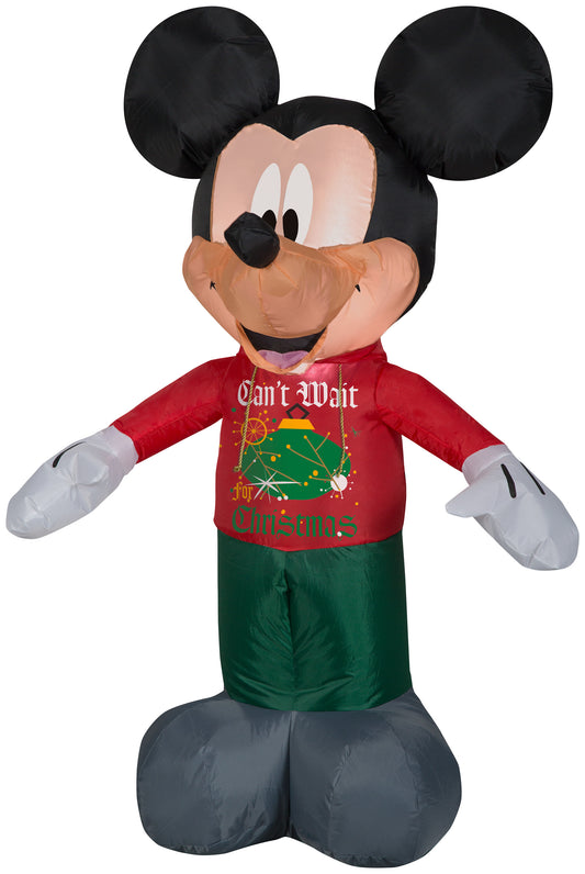 Christmas Inflatable Mickey in Christmas Decor Hoodie Disney, 3.5 ft Tall