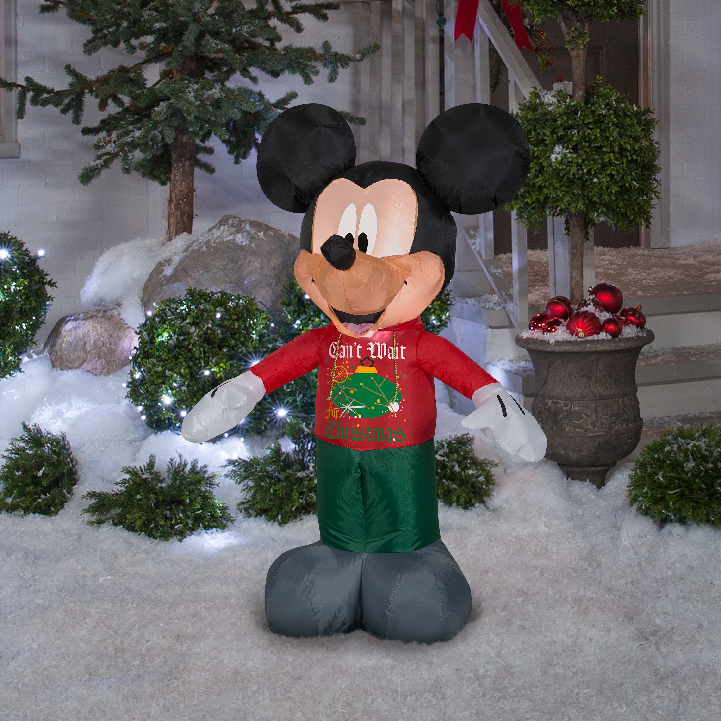 Gemmy Christmas Airblown Inflatable Mickey in Christmas Decor Hoodie Disney, 3.5 ft Tall